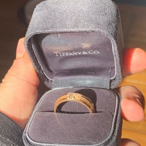 Tiffany T Wide Diamond Ring 18k Rose Gold Size 9